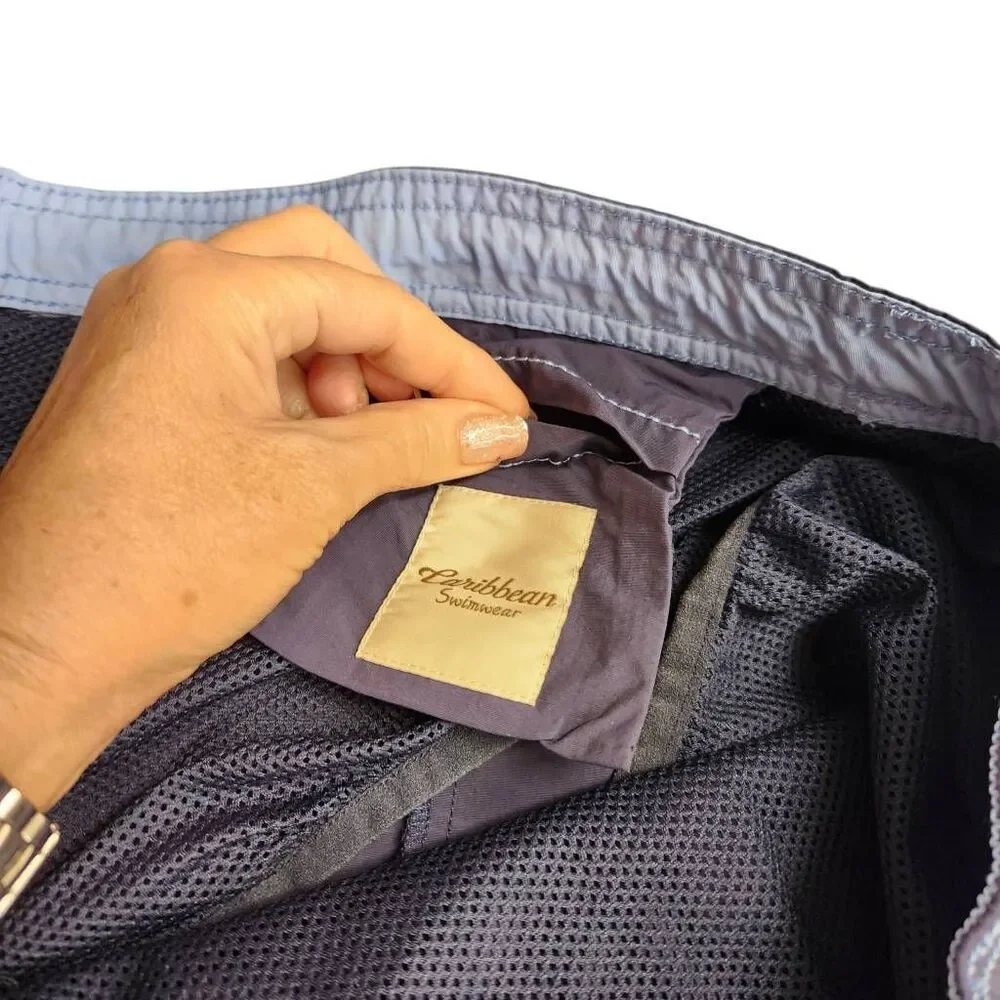 Caribbean Swimwear Blue Swim Trunks With Pockets Shorts on Sale 5 for 35